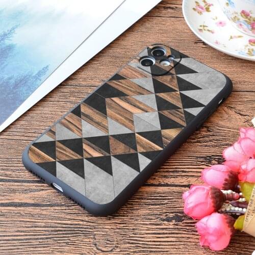 For iPhone Urban Tribal Pattern No 10 Aztec Concrete And Wood Print Soft Matt Apple iPhone Case