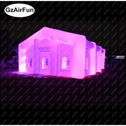 Factory Customized making outdoors oxford fabric tent inflatable wedding photo booth tent with color LED light