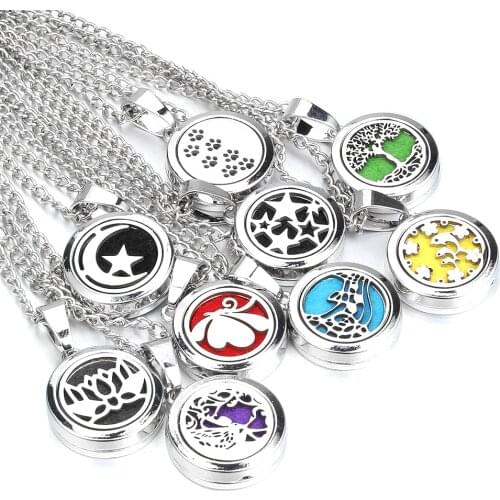 New Colorful Aromatherapy Necklace Vintage Flower Open Lockets Essential Oil Diffuser Necklace Aroma Diffuser Necklace Jewelry