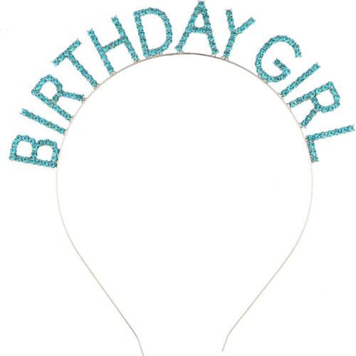 New Arrive 17*17CM Birthday Girl Rhinestone Hairband Birthday Party Headband for Girls 7 Colors