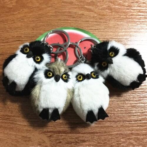 New Creative Plush Fur Toy Keychain Owl Key Chain Ring Fashion Cute Party Gift Woman Bag Charms Man Car Trinket Pom Pom Keyring