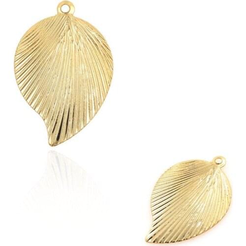 10PCS Gold Leaf Necklace Leaf Pendant Leaf Charm DIY Jewelry Making Accessories 22.5x15x1.3mm