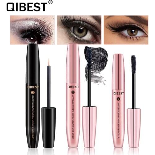 QIBEST Waterproof 4D Makeup Eyelash Mascara long lasting Eyelashes Extension Eyelash Growth Liquid longer Cosmetics Makeup Tools