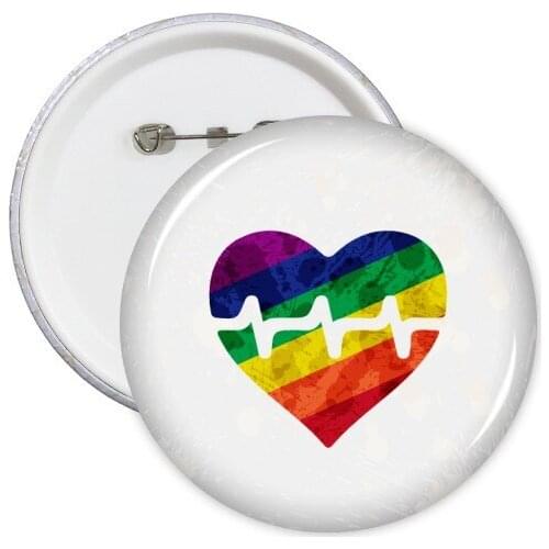 Heart Electron LGBT Rainbow Round Pins Badge Button Clothing Decoration Gift 5pcs