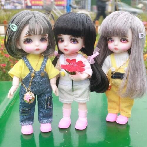 16cm Wig BJD Doll Movable Joints Cute Face DIY Bjd Dolls with Big Eyes Bjd Toys Gifts for Girl Handmand Toy
