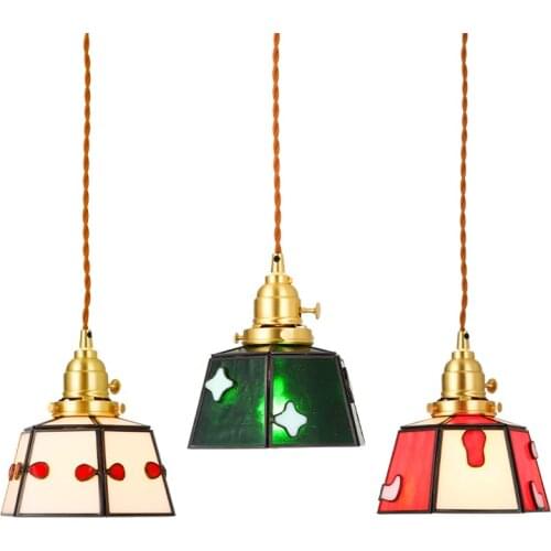 Nordic Loft color glass handcraft pendant lights bedroom bedside restaurant vintage dining room Tiffany hanging lamps lighting