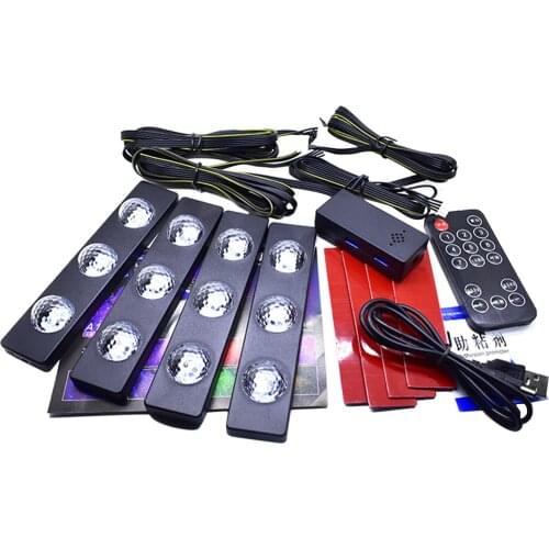 Car Interior Atmosphere Light Strip Colored Stars Car Foot Lamp One for Four Car soles Modified Color Voice-activated LED Light