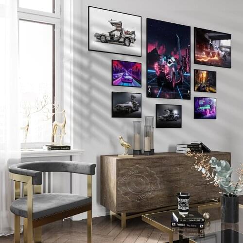 Vintage Cool Car Poster Movie Back to the Future Canvas Wall Sticker Painting Bar Pub Decoration for Living Room Home Decor