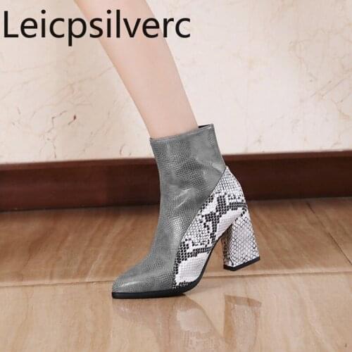 Womens Boots The New Autumn And Winter fashion Color matching Pointed zipper High heel Short tube Womens shoes plus size 32-43