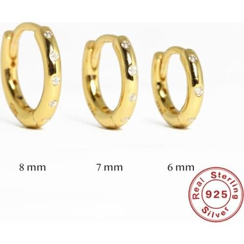 Aide Earrings For Women 925 Sterling Silver Round Micro-Inlaid Zircon Personality Trend Earring Hoop Korean Jewelry Argollas