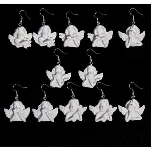 Vintage Fashion Statement Angel Fairy Pendant Drop Earring For Women Cupid Dating Jewelry Punk Goth Gothic Love Gift Accessories