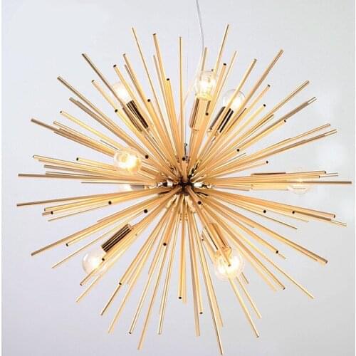 Post-modern Gold Pendant Lights Living Room Restaurant Study led radiation sphere art Personality design pendant lamp xuyiming