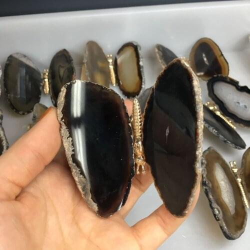 1PCS Large-sized Natural brown Agate Slice Butterfly Stones Quartz Home Decor Gift large-sized