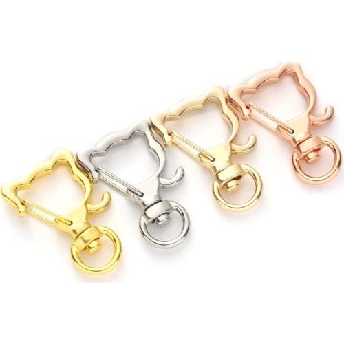 10pcs Metal Cat head Split Ring Keychains cat Key Chain Ring Split Rings Unisex Keyring Keyfob DIY Accessories