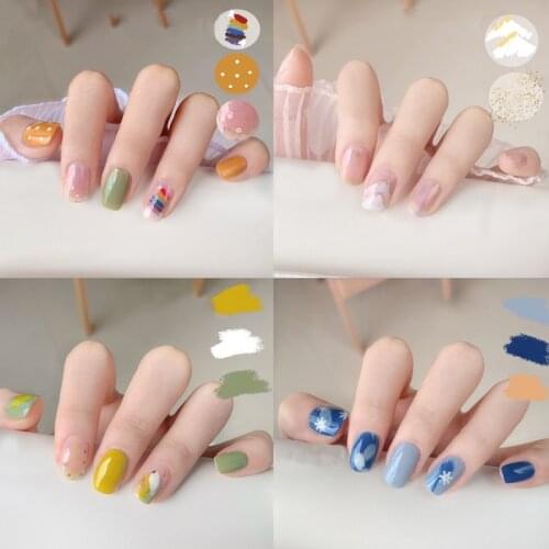 14Pcs /sheet Nail Decal Full Nail Cover Art Wraps Self Adhesive Rainbow Gradient Graffiti Color Sticker Nail Art Decorations
