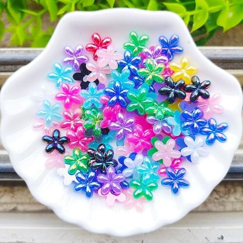 200pcs 10mm AB Resin Cute Rose Flower Flatback Cabochons Stone Wedding Buttons Craft Scrapbook