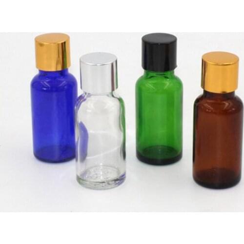 300pcs/lot 20ML 4 Color Aluminum Lid Glass Bottle 20ml Vials Essential Oil Bottle With Aluminum cover