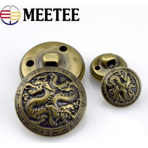 50pcs Meetee Antiqued Bronze Metal Buttons Dragon for Suits Shirt Coat Jacket Shank Buckle Sewing Clothes Accessories B3-17