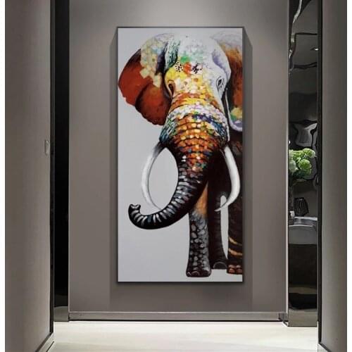 Abstract Animals Canvas Painting Wall Art Posters and Prints Wall Art Colorful Elephant Picture for Kids Room Home Quadros Decor