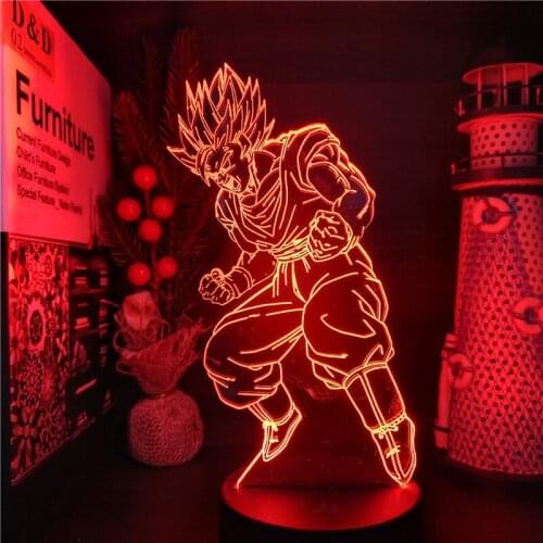 Bandai Dragon Ball Z Goku Power Up 3D ANIME LAMP Nightlights Led 7 Color Changing Dragon Ball Super lampara For Home Decoration