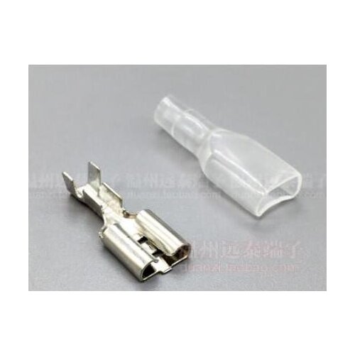 Free shipping 100PCS Pluggable copper connectors 6.3 plug spring terminal female connector plug spring jacket