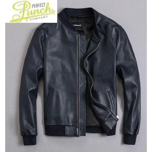 Sheepskin Coat Bomber Mens Genuine Jacket Men Plus Size Short Leather Jackets Veste Cuir Homme KJ2274