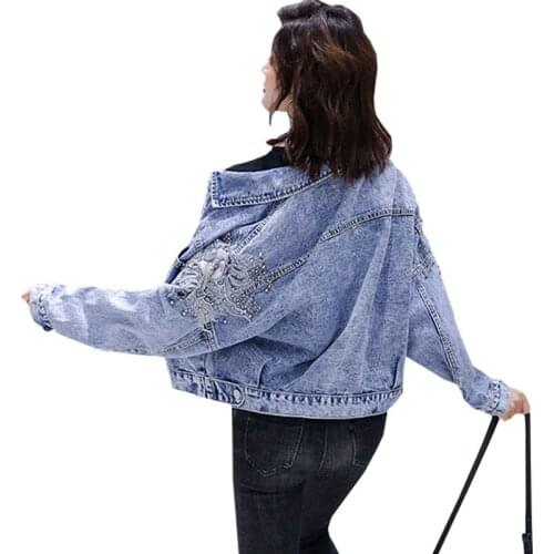 Elegant Spring Women Denim Jacket Fairy Lady Casual Loose Plus Size Tops New Stylish Slim All-match Autumn Denim coat OK821