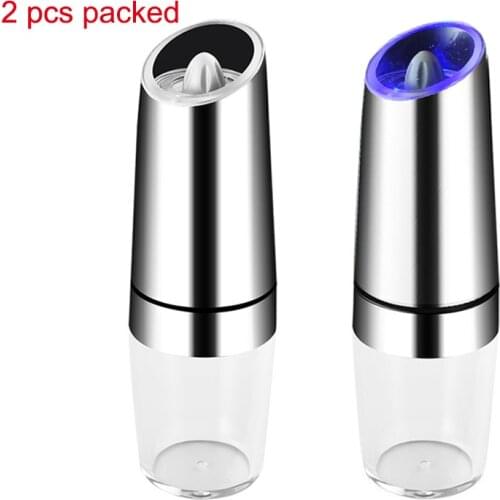 Electric Pepper Grinder Herb & Spice Tools Jar Stainless Steel Sea Salt Black Pepper Seasoning Grinding Bottle Spice Box 2pieces