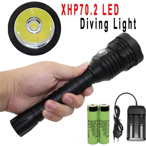 Uranusfire Powerful led Diving torch Flashlight 18650 waterproof light XHP70.2 LED Underwater 100M Scuba Dive Torch Linterna