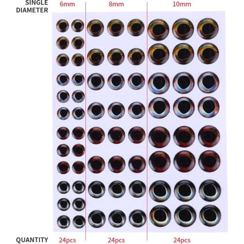 HENGJIA 72pcs/lot 3D fishing lure eyes fly eyes artificial 6mm 8mm 10mm