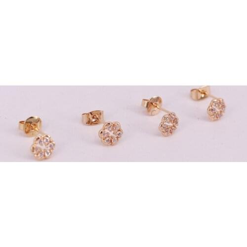 Chrysanthemum ear stud with cz rose gold color for festival gift to friend and mother beauty diy jewelry buy 1 get 1 free box