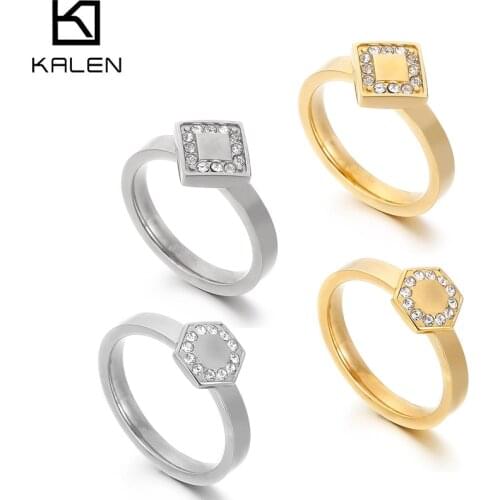 Kalen Rings For Women Girls Sweet Romantic Cute Heart Zircon 3 Color Wedding Party Daily Finger Rings Fashion Jewelry