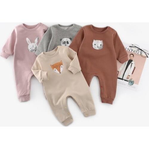 Newborn Baby Rompers Cartoon animal heads Infant Jumpsuit set casual suit Winter Warm Long Sleeves Children Costume Boys Girls