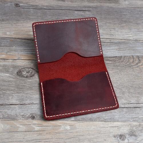 Hand Stitch Retro Genuine Leather Credit Card Holder Minimalist Leather Card Wallet Dutch Men Card Holder Bifold Handmade Wallet