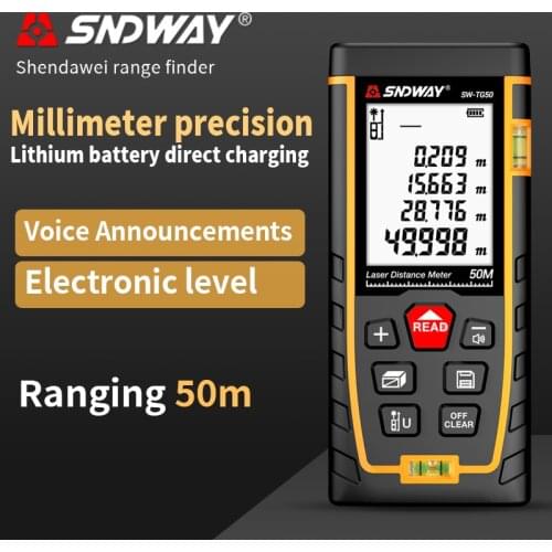SNDWAY Laser Distance Meter 50m 70m 100m 120m Laser Range Finder rangefinder metro trena laser tape measure ruler Roulette tool
