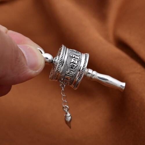 Wholesale S925 silver jewelry fashion retro Taiyin men and women six-character truth Gawu Box Pendant can be opened