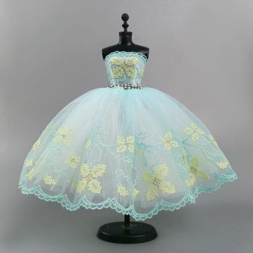 Green Ballet Dress For Barbie Doll Outfits 1/6 Dolls Accessories Dancing Clothes 3-layer Skirt Rhinestone Ball Party Gown Toy