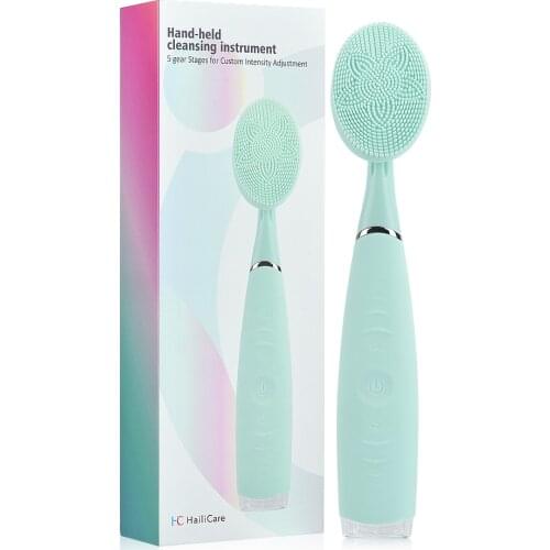 Portable Electric Facial Cleansing Brush Waterproof Silicone Cleansing Tool Handheld Facial Cleaning Brush Mini Pore Cleaner