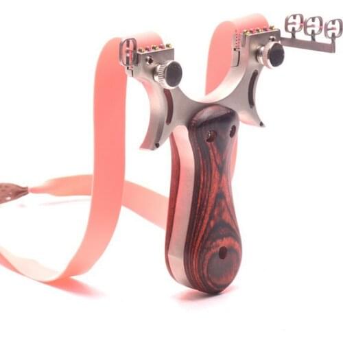 Professional Hunting Slingshot Steel Wood Patch Outdoor Hunting Launcher Catapult High Precision Aiming Shooting Slingshot Toy