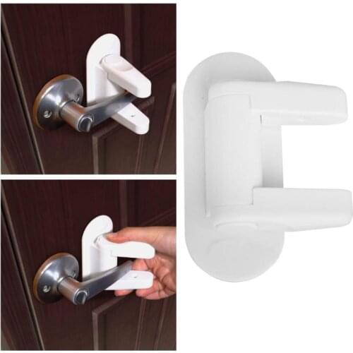 Self adhesive Baby Safety Lock Door Lever Lock Safety Child Proof Doors 3M Adhesive Lever Handle Compatible with Standard