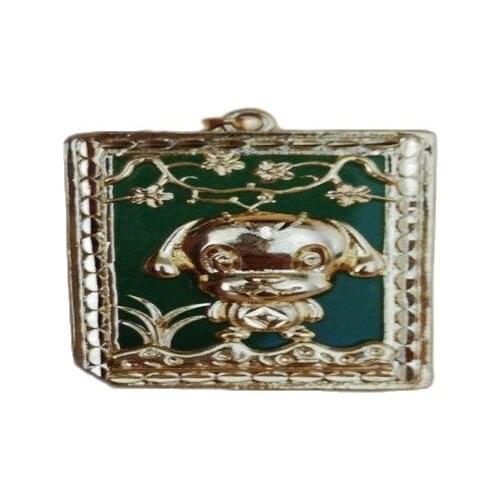 Shajin inlaid Malay jade Zodiac Dog Tag Pendant