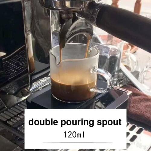 Heat resistant clear glass double pouring spout glass cup milk cup espresso transfer cup 120ml coffee creative glass