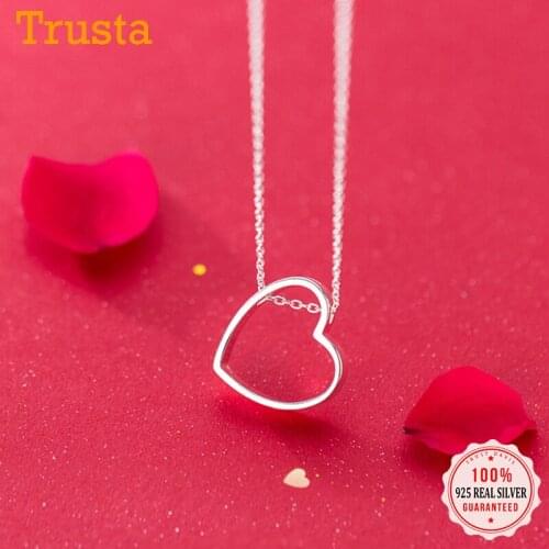 TrustDavis Genuine 925 Sterling Silver Fashion Romantic Heart Pendant Choker Necklace For Women Wedding Fine S925 Jewelry DA1901