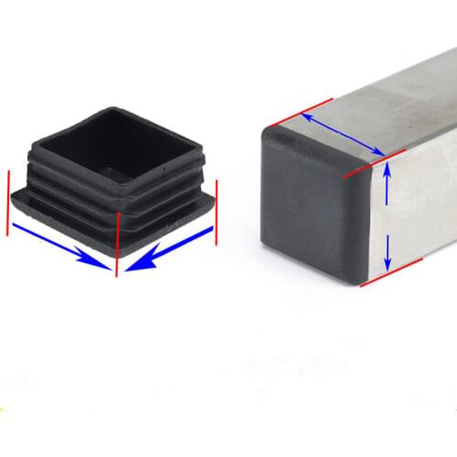 Square Plastic FurnitureRectangle Plastic Furniture Leg Plug Blanking End Caps Insert Plugs Bung For Round Pipe Tube Black