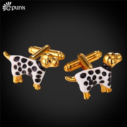 Spotty Dog Cufflinks For Men Gold/ color Cuff Buttons 2016 New Trendy Wholesale Design With Gift Box C1999G