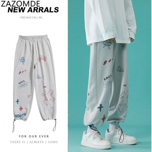 ZAZOMDE Leisure Street Wear Knickerbockers Sweatpants Men Loose Straight Pants New Summer Thin Cargo Pants Man S-3XL Hip Hop