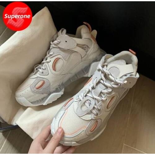 Superone Women Sneakers Real Leather Fashion Spring Shoes Woman Round Toe Platform Lace Up Casual Daily Footwear Size 35-40