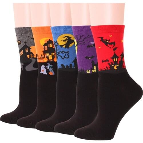 Women Cotton Socks Cute Fashion Halloween Horror Cosplay Casual Ankle Socks Pumpkin head Warm Halloween socks Gift for Girl Sox