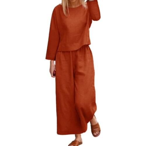 Skin-friendly Fashion Loose Solid Color Top Pants Outfits for Going Out
