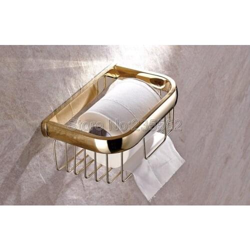 Wall Mounted Golden Polished Brass Bathroom Accessory Toilet Paper Holder Roll Holder Basket lba532